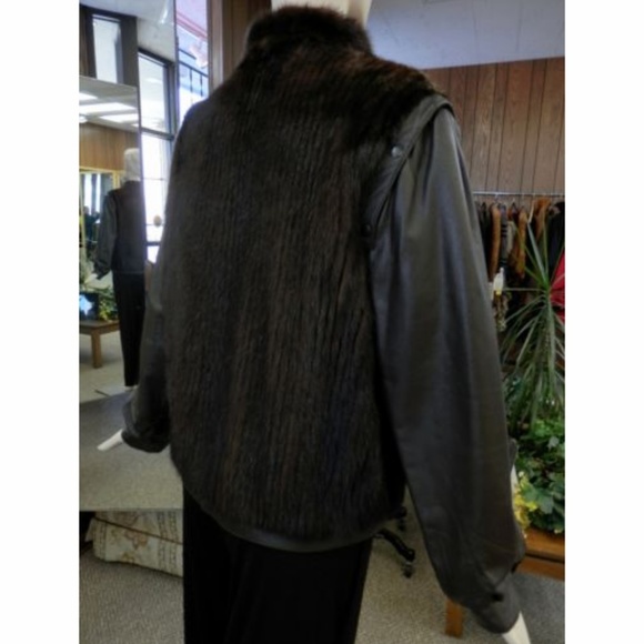 Corded Mink Fur Jacket; Converts to Vest - Picture 2 of 6